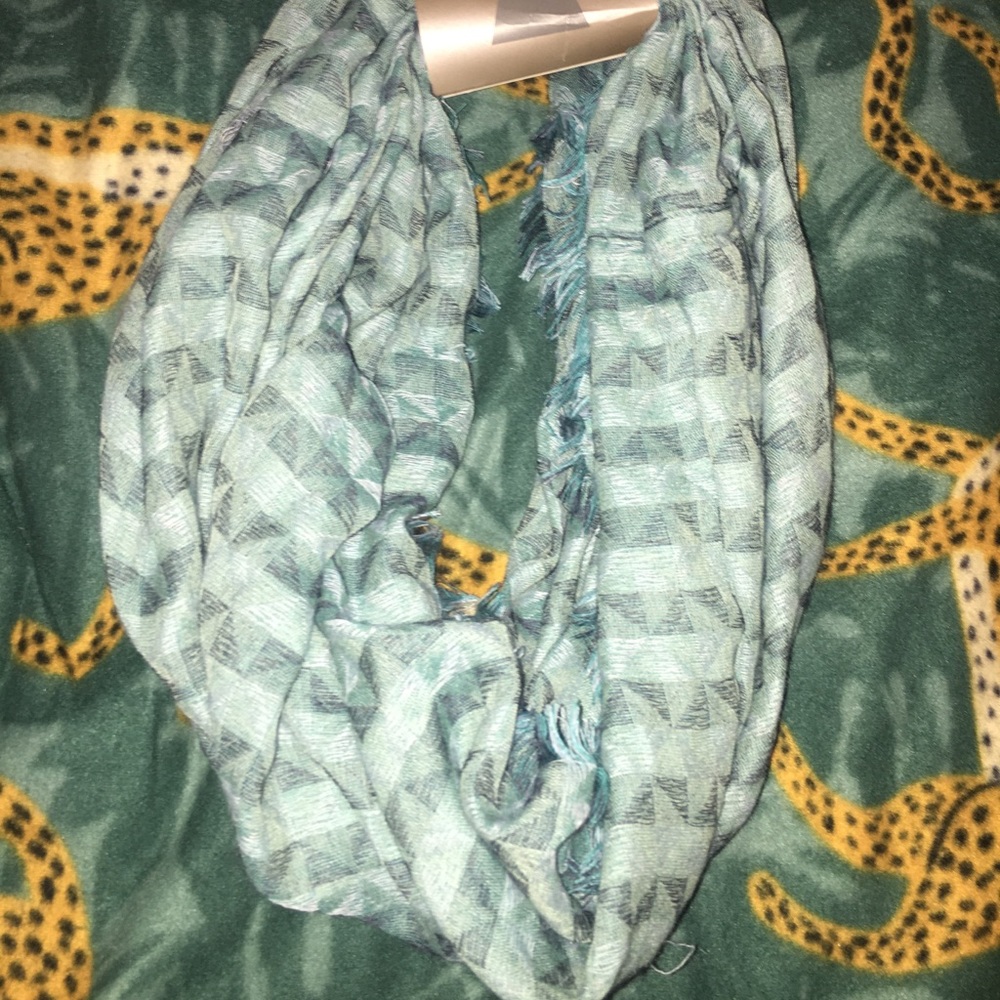 Studio S blue/teal patterned woven circle scarf